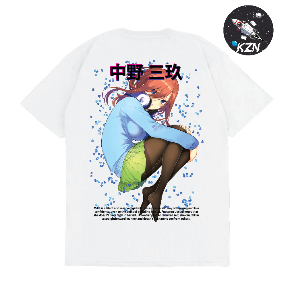 Baju kaos Miku Nakano Anime Go-Toubun No Hanayome / Kaos Nakano Miku