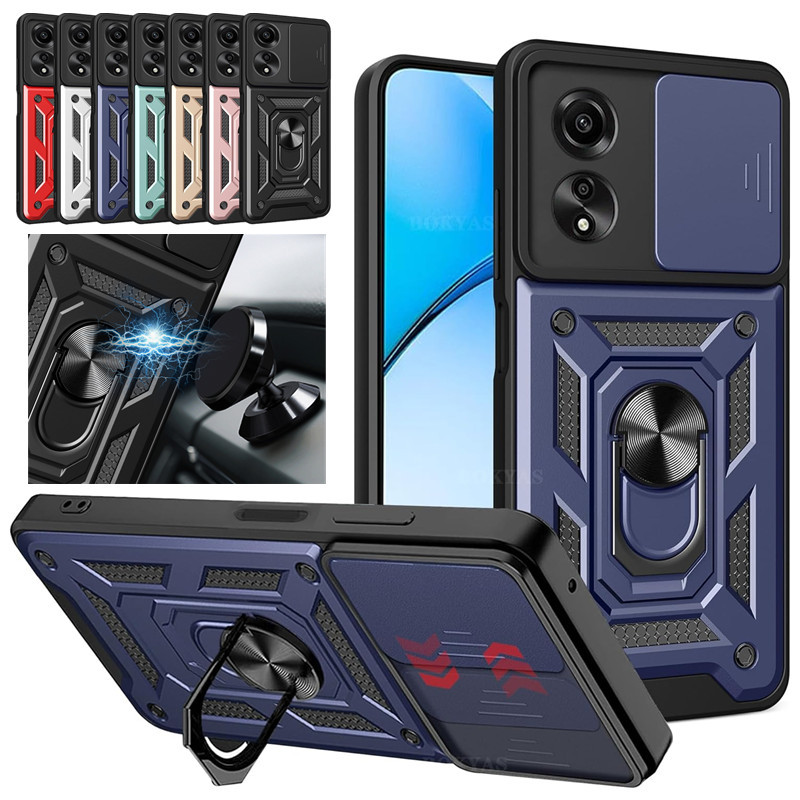 Military Armor Case For OPPO A60 A79 A80 5G A40 A40M A3 Pro Cover Lens Protection Ring Stand Holder 
