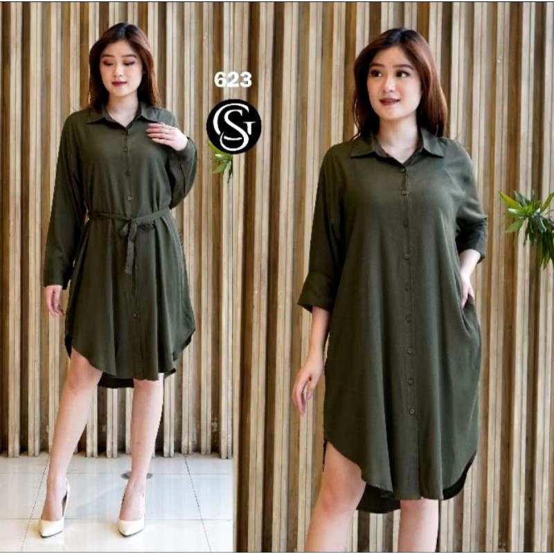 Baju lebaran murah tunik cantik kekinian / TUNIK WANITA TERBARU / TUNIK TALI PINGGANG, KATUN TWILL 3