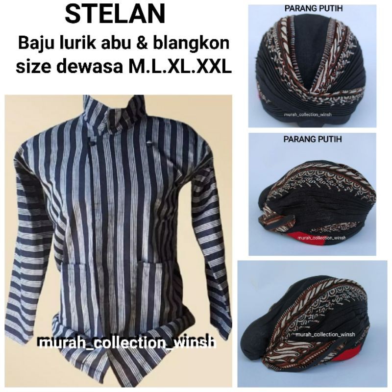 LURIK Baju lurik pria + blangkon jogja / baju adat jawa / baju lurik jawa pria / blangkon lipat jogj