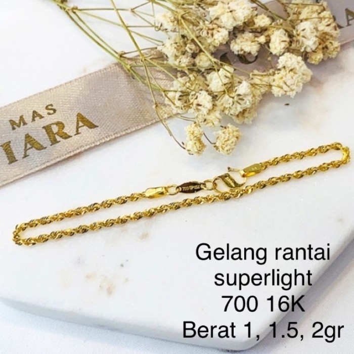 Gelang Rantai Emas Asli Superlight Tambang Kuning Kadar 700 16K 3 4 5 gram