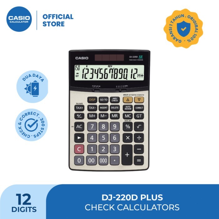 

[BIG SALE] CASIO DJ-220DPLUS - Kalkulator Toko/Dagang - Fungsi Cek - 12 digit