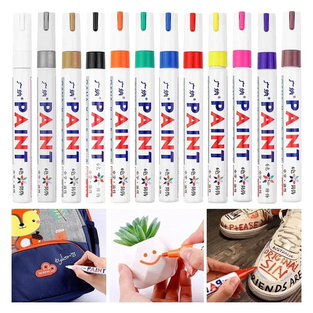 

6pcs/set Colorful Permanent Paint Marker Waterproof White Markers Tire Tread Rubber Fabric Paint Metal Paint Marker Pens