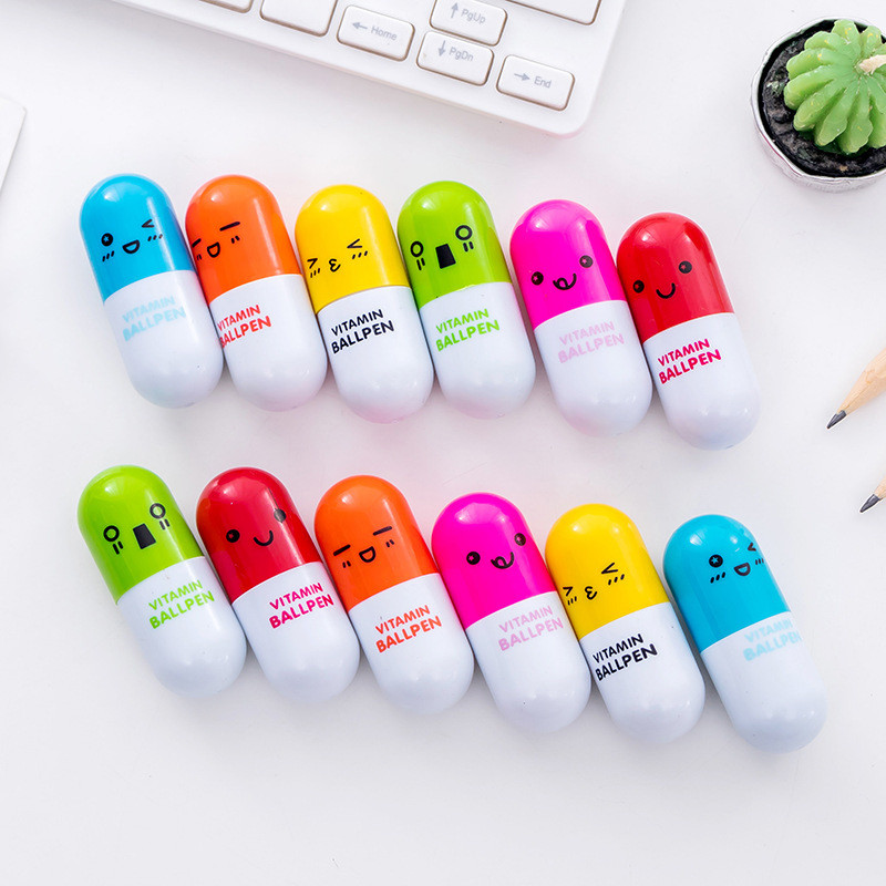 

12Piece Mini Retractable Funny Pill Pen for Kids Painting Drawing Toy Baby Shower Back To School Student Gift