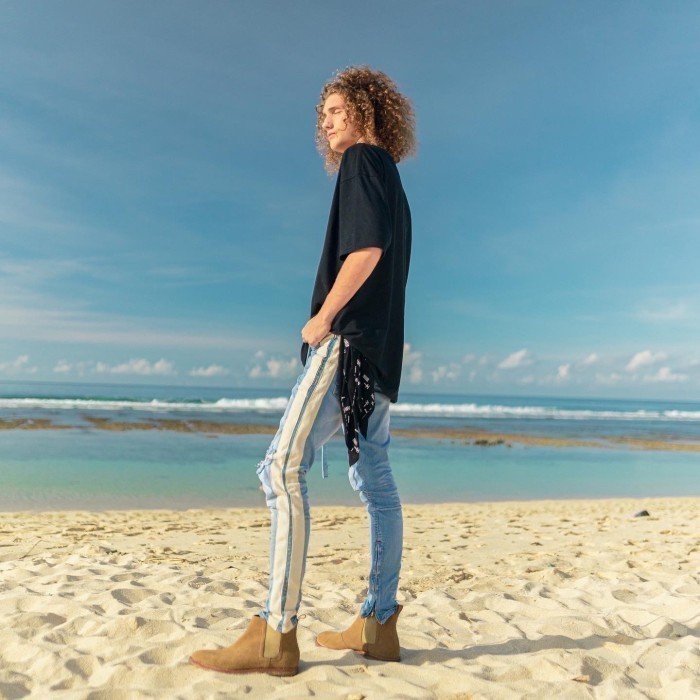 M1 mid distressed - Artic dual stripes - Celana Jeans