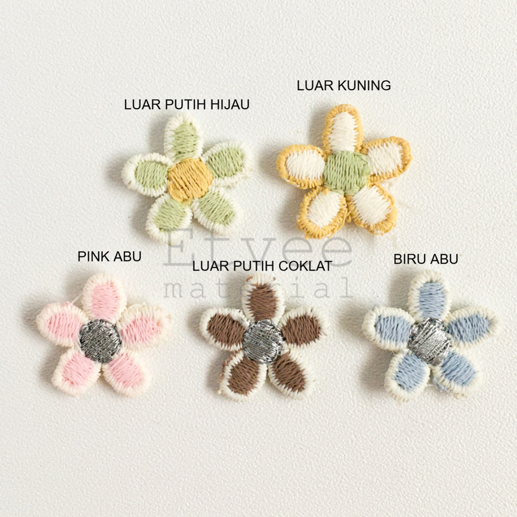 APK164 Aplikasi rajut knit Bunga kecil list putih Bordir Bros