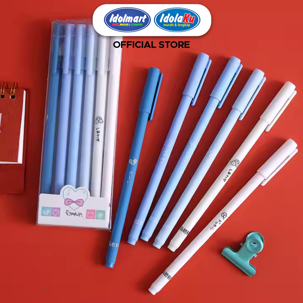 

IDOLAKU Pulpen Gradasi Set Isi 6 Pcs Pen Gel Hitam