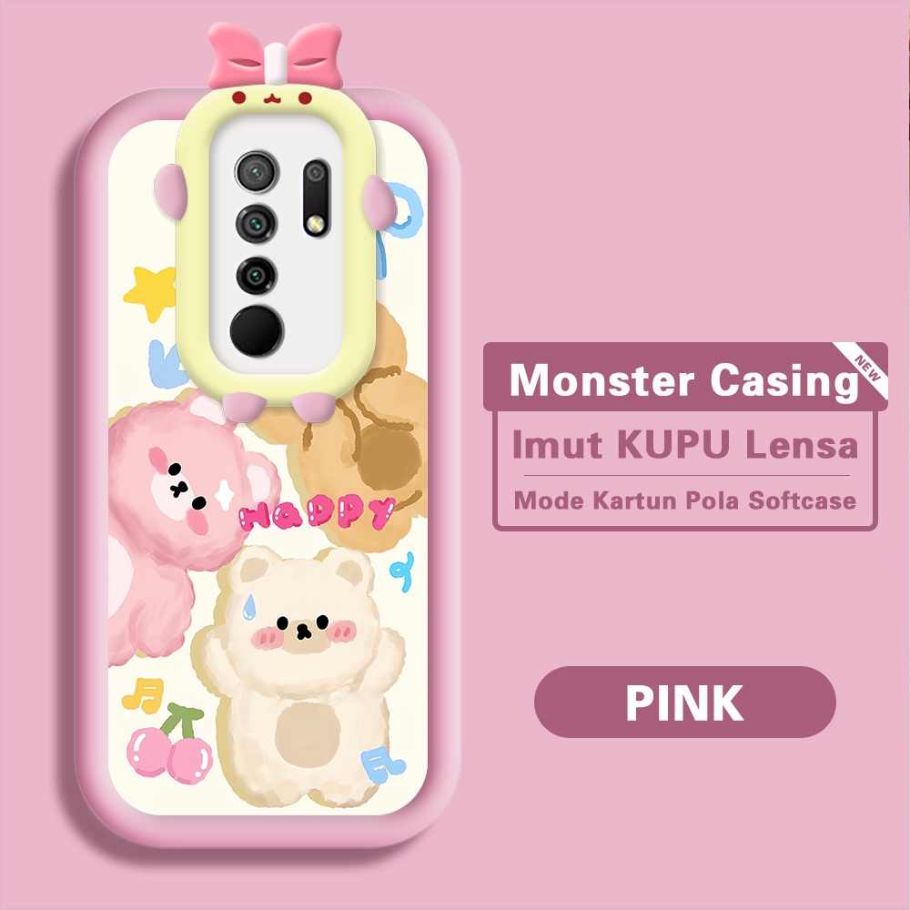 Xiaomi Redmi 9 Untuk Hp Casing Handphone Cassing Soft Kesing Sofcase Phone Case Warna Tiga Beruang B