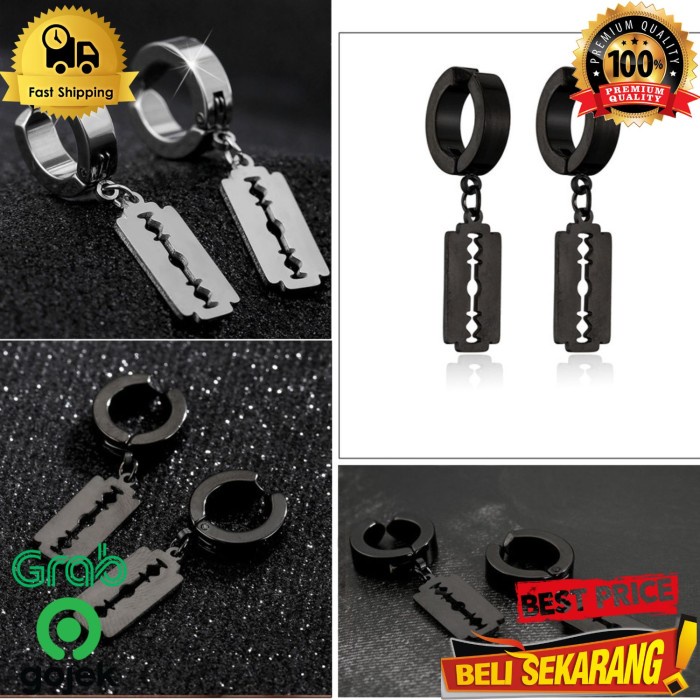 Anting jepit magnet tanpa tindik / anting tusuk pria korea silet / anting magnet / anting jepit / an