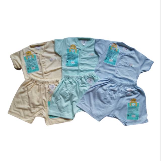 Setelan Pendek Bayi SML POLOS Warna Libby KANCING DEPAN