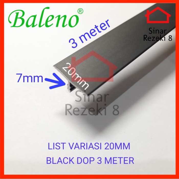 List T Variasi 20 mm HITAM / Aluminium Lis Edging Penutup Celah Strip