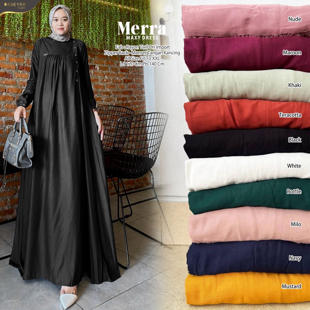 MERRA DRESS BY KHEYRA ALILA GAMIS MERRA RAYON TWILL KATUN DRESS JUMBO LD 120 / DRESS GAMIS BIGSIZE