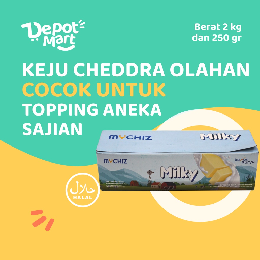 

Kami menyediakan Mychiz Milky - Keju Cheddar Rasa Susu Cocok untuk Topping dengan harga hemat dan bersahabat Perkemasan memiliki berat 2 kg dan 250 Gr Cocok untuk topping aneka sajian, yuk pesan