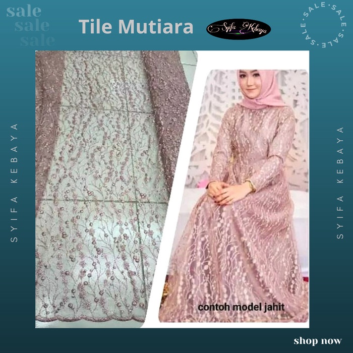 Kain brukat tile mutiara akar. lace brokat mutiara. kain kebaya modern - harga 50 cm