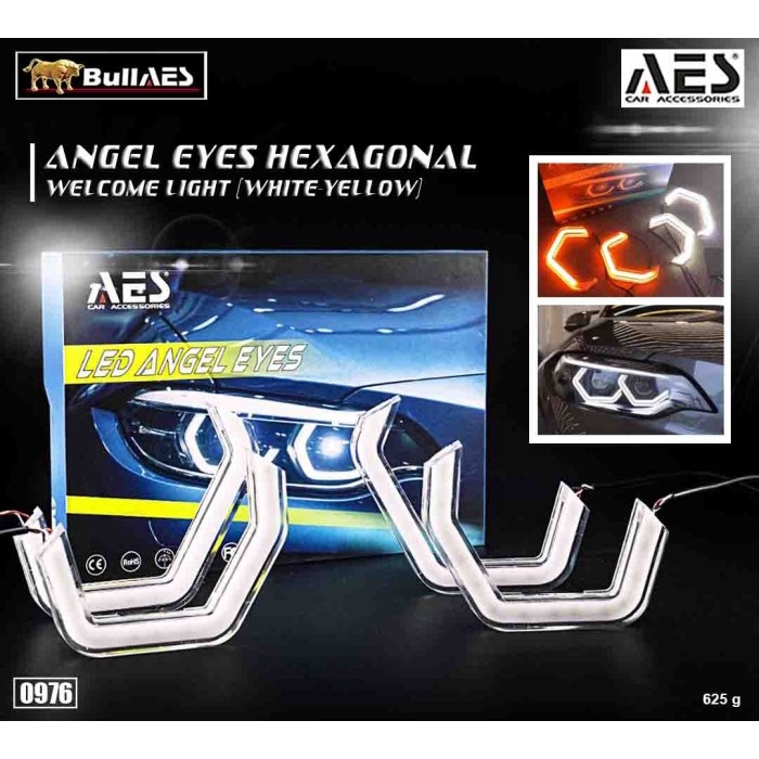 Angel Eye Led Hexagonal Welcome Light Sein Sequential running AES - PUTIH KUNING