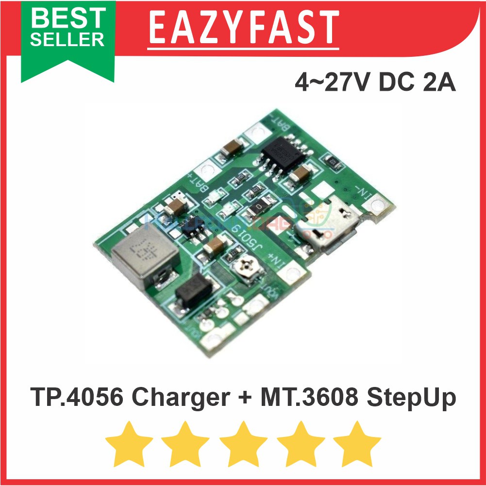TP4056 + MT3608 Step Up Boost 5V 2A USB 18650 Li Ion Battery Charger