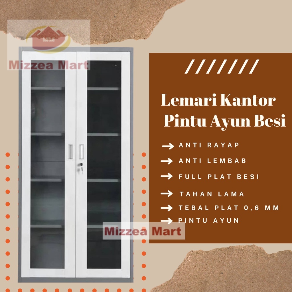 Mizzea Mart Lemari Arsip / Lemari kaca / Lemari Kantor Kaca / Lemari Buku / Lemari Multifungsi Kaca 