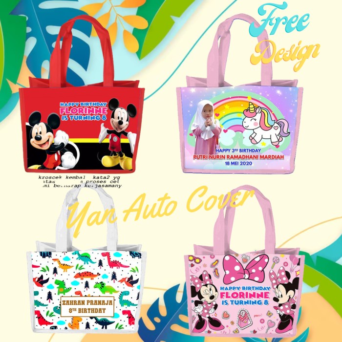 

Tas Goodie Bag Custom Motif kartun Bebas FREE DESIGN