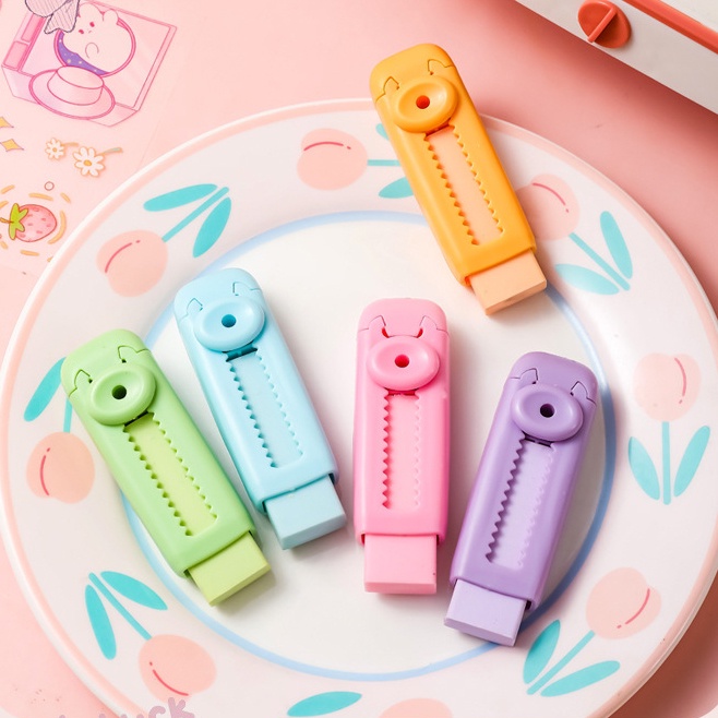 

PENGHAPUS PENSIL MEKANIK TERBARU MOTIF SLIDE BISA DITARIK WARNA AESTHETIC PANJANG 5CM ATK