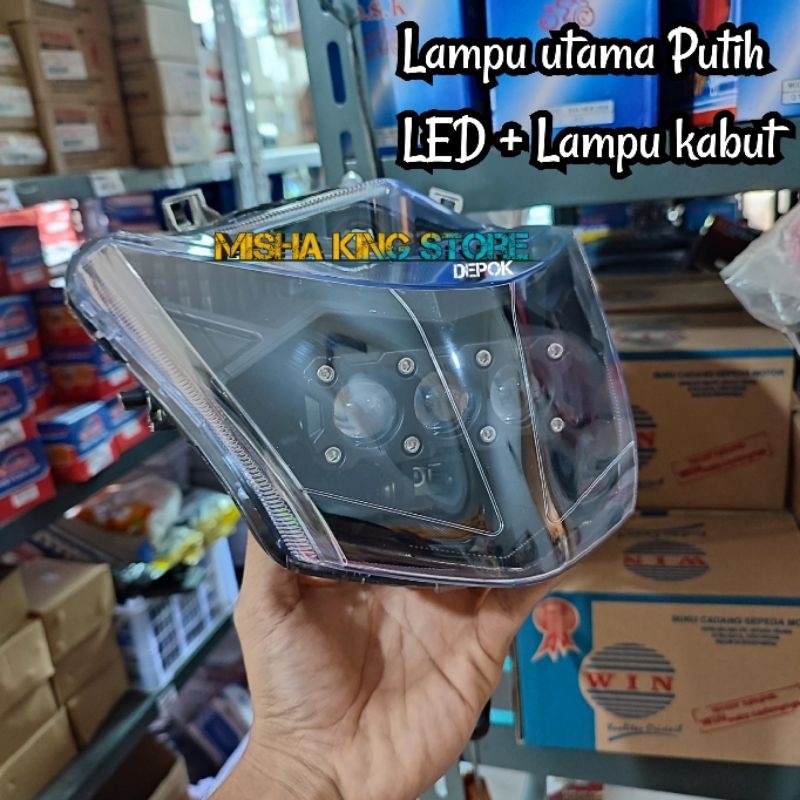 Lampu led beat esp street predator laser 3 mata set reflektor