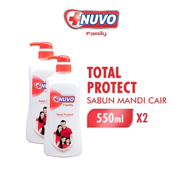 Nuvo Family Sabun Mandi Cair Merah Total Protect Botol 550 ml x2