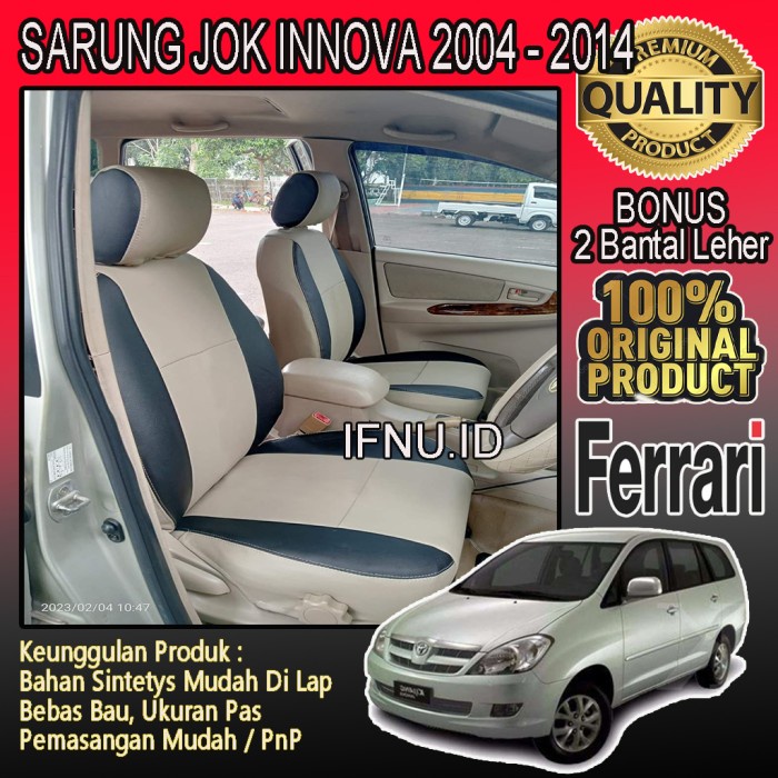 Fullset 3 Baris Sarung Jok Mobil Innova Tahun 2004- 2014 Bahan PREMIUM - Hitam