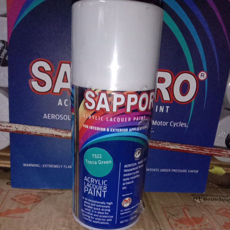Cat Semprot Saporo SAPPORO 7522 Tosca Green 300ml Hijau Biru Toska Spray Paint Motor Pilok Pilox Aer