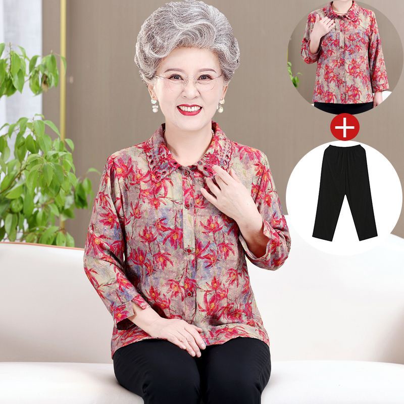 Pakaian Musim Semi Dan Musim Panas, Baju Ibu Wanita, Baju Musim Panas, Baju Wanita Tua, Baju Orang T