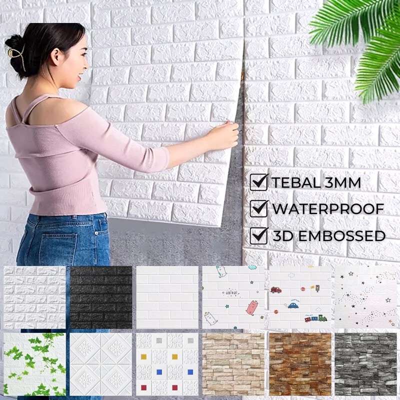 Wallpaper Dinding 3D Foam Motif Bata