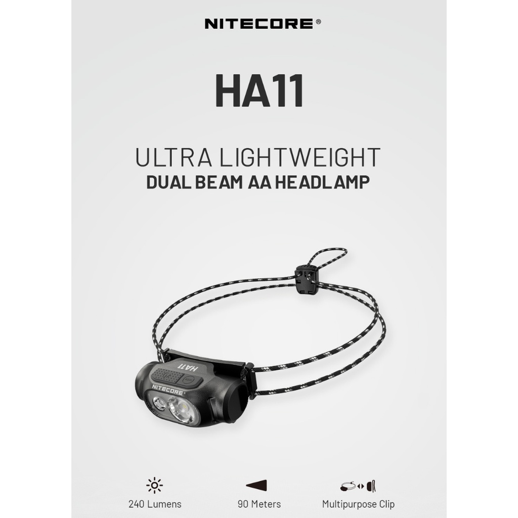 NITECORE Senter Kepala LED Headlamp Lightweight AA Battery 240lm - HA11 "MikailaStoree"