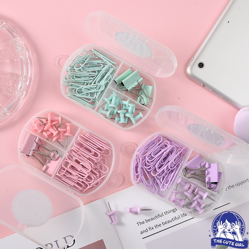 

Kombinasi penjepit kertas warna warni untuk kantor Office combination paper clip binder clip and push pin set Klip kertas pelajar Klip - Stazionario