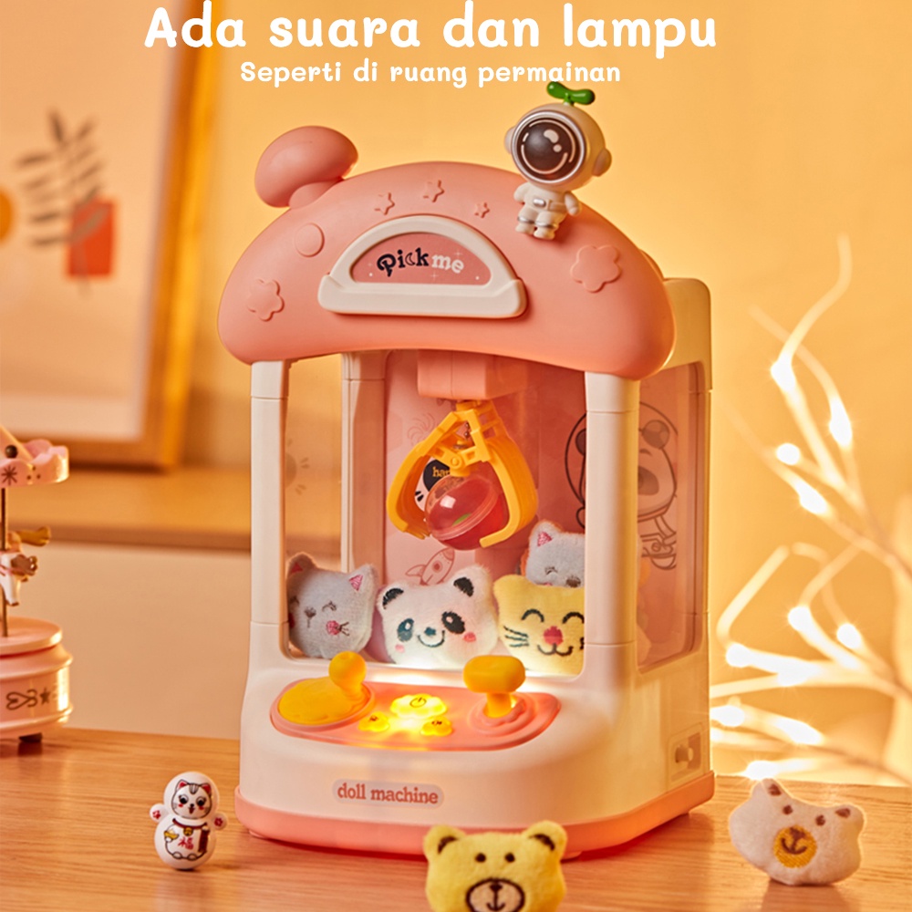 Tatajoy Mesin Capit Mini Mirip di Timezone Mainan Mesin Capit Boneka Dengan Musik Dan Lampu Anak Permainan Mainan Claw Game Joy Claw Doll Machine