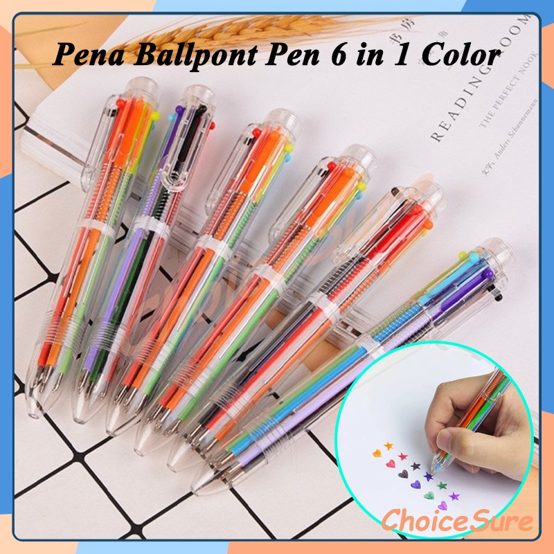 

Pulpen 6 Warna Transparan / Pena Ballpont Pen 6 in 1 Color / Transparan Ballpont Pen Six-in-One Color