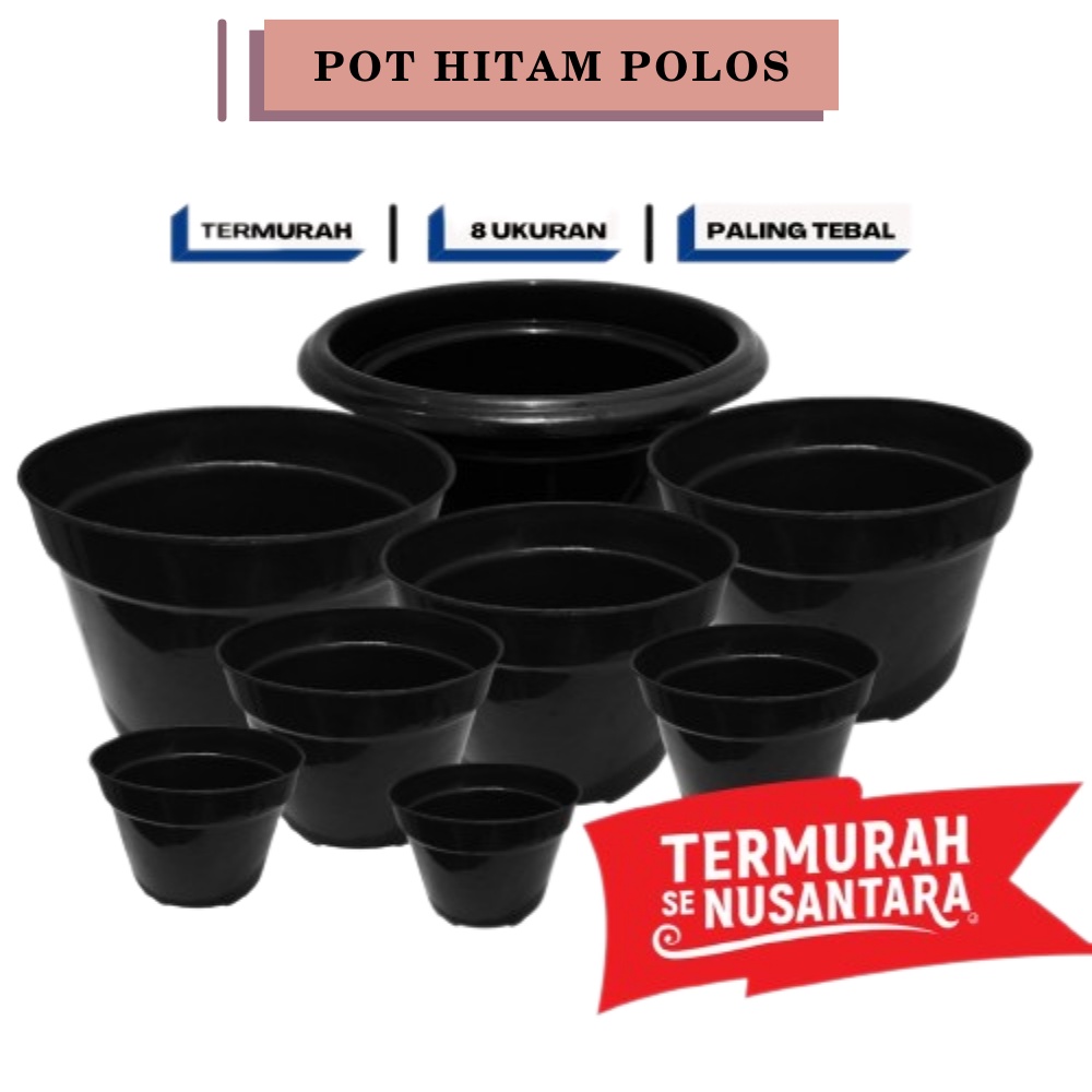 TERMURAH Pot Bunga BASIC Hitam 20 cm 15 cm 17 cm Termurah se-Indonesia