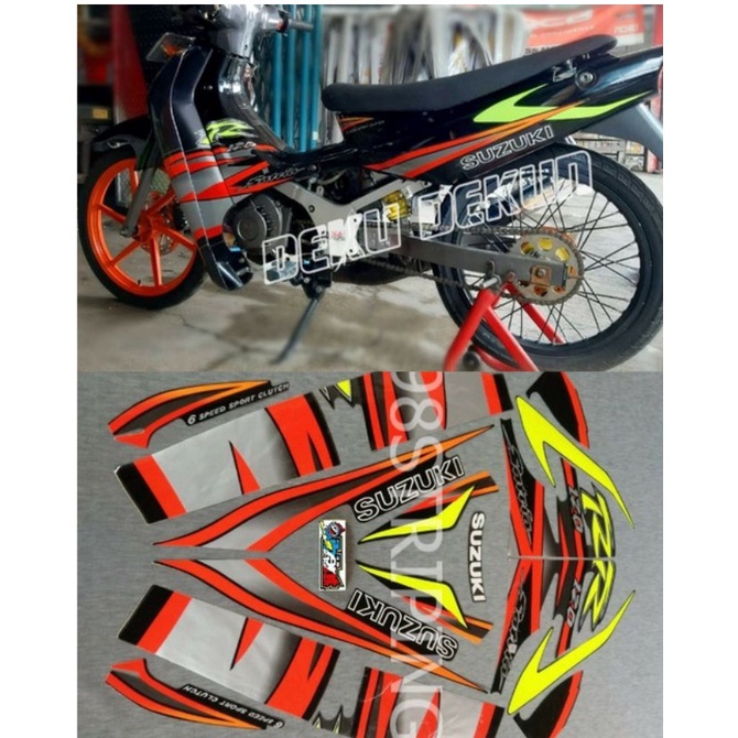 STRIPING SATRIA LUMBA 120R HITAM OREN ORANYE 2003 2004 120 R POLET LIS BODY