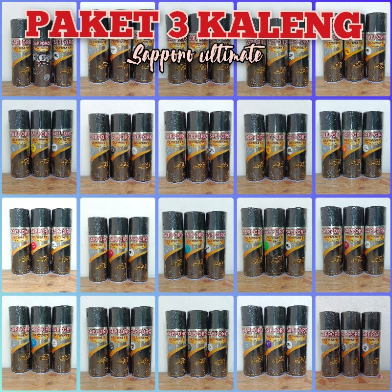 1. PAKET 3 KALENG pilok pilox sapporo saporo ultimate DJADOEL WHITE S25 AUDI GREY S22 BUMBLEBEE S23 