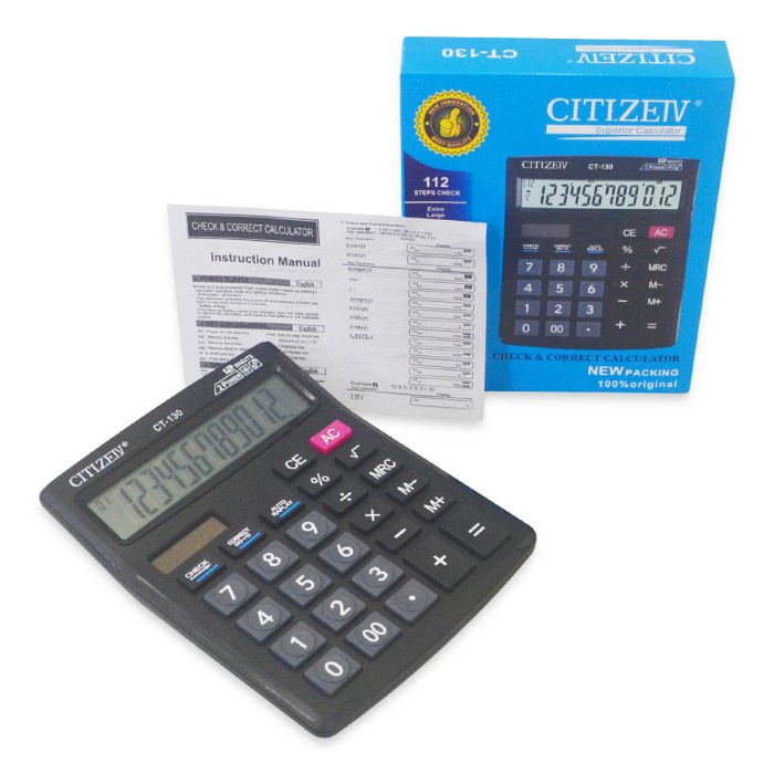 

Calculator Kalkulator Dagang 12 Digits Citizeiv CT-130 Mirip Citizen