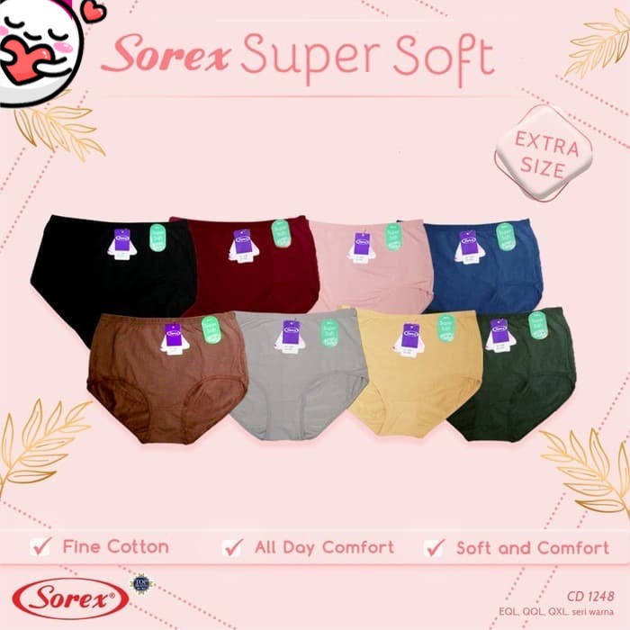 BISA PILIH WARNA - Celana Dalam / CD wanita JUMBO Sorex 1248 Size 3XL 4XL 5XL -KC