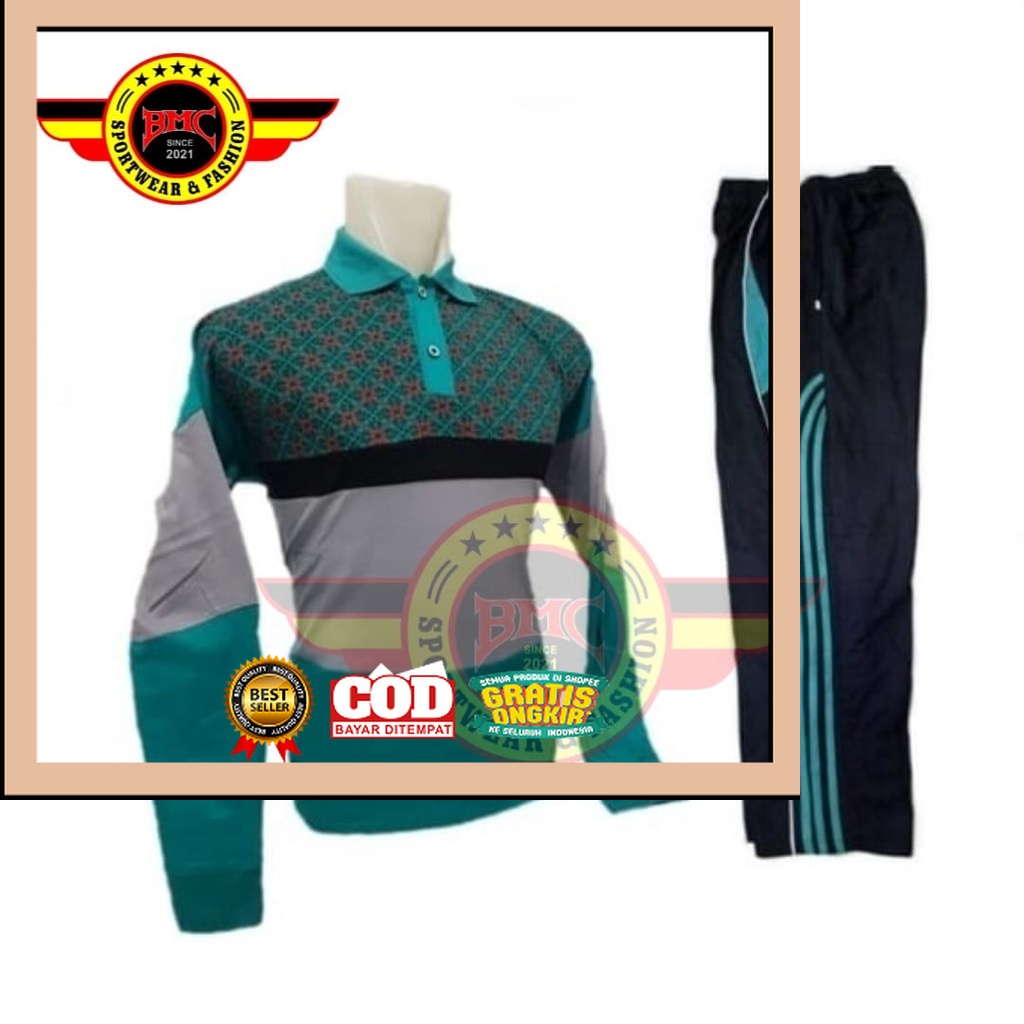 Setelan Training Kaos Olahraga Batik/Seragam Batik Setelan/Baju Olahraga Seragam Guru/Setelan Olahra