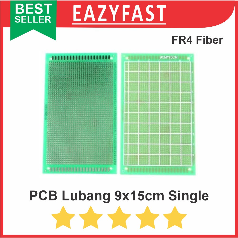 PCB Bolong Lubang IC Matrix Single Layer FR4 Fiber Hijau 9x15 cm 48x30