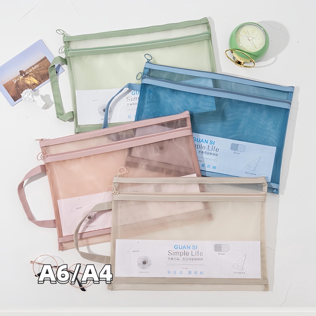 

Tas Tempat Dokumen Lapis Ganda Portabel Warna Morandi A4 Tas Mata Pelajaran A6 File Bag -Miss Art