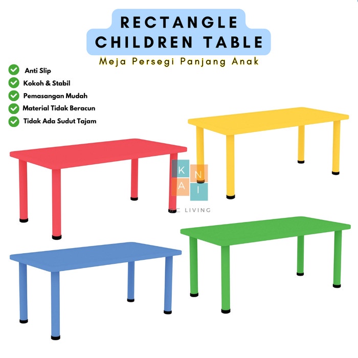 Meja Belajar Anak Sekolah TK Model Persegi Panjang Children Table