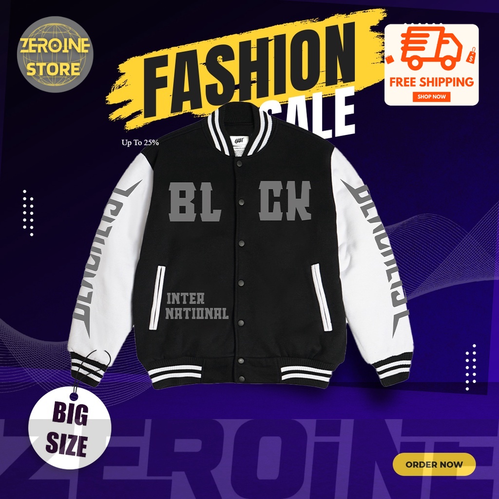 Jaket Varsity Best Seller Blacklist International Pria Wanita Varsity Blacklist Dewasa Jumbo Size XL