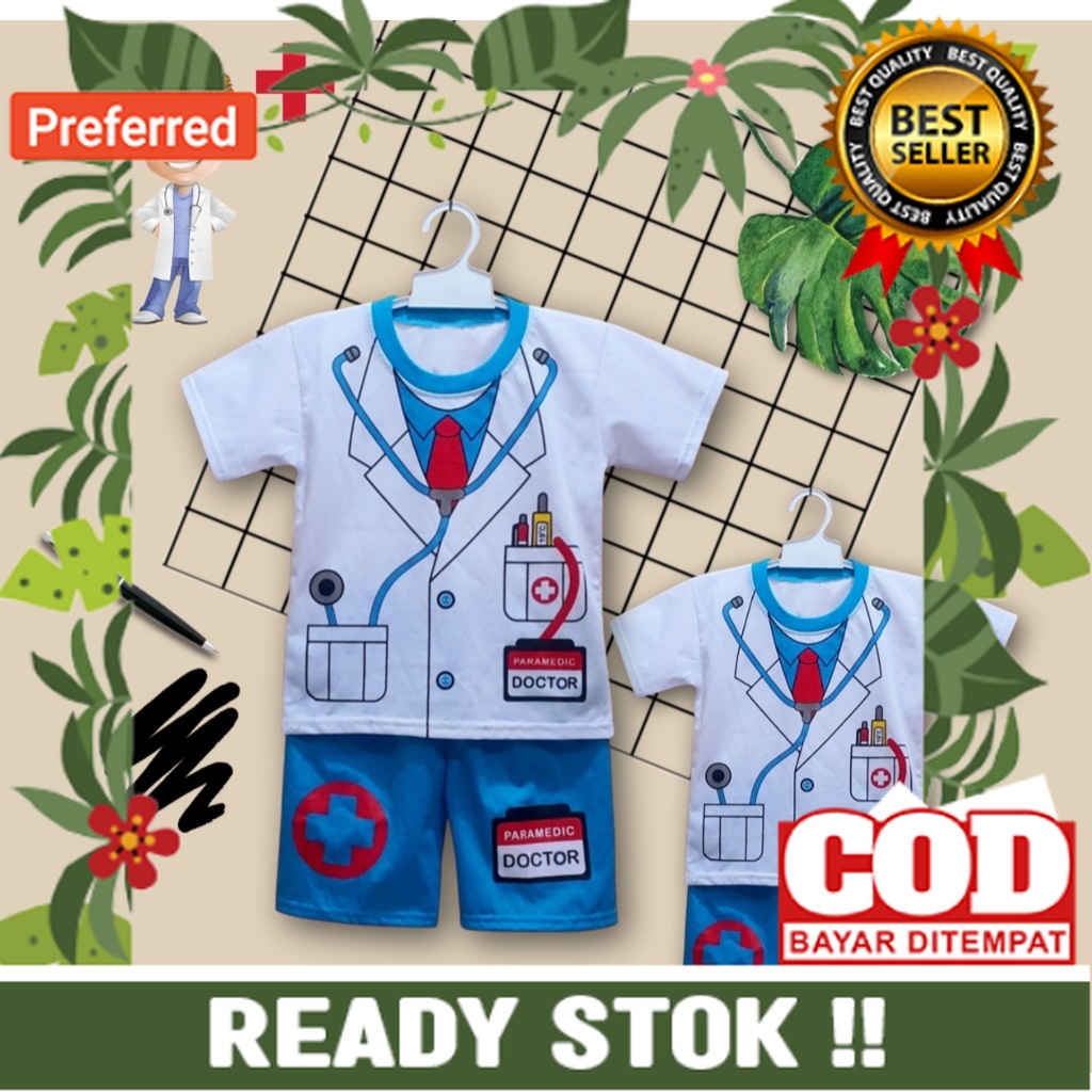BAJU PROFESI ANAK LAKI-LAKI/BAJU DOKTER ANAK/SETELAN ANAK BAJU PROFESI/BAJU KOSTUM DOKTER ANAK 2-10 