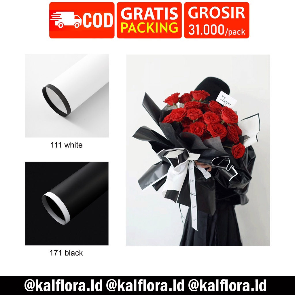 

(20 lembar) Cellophane Kertas Buket Monochrome Black White Flower Wrapping