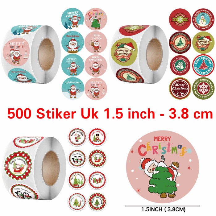 

[[ WSH - BEST SELLER ]] Sticker Natal isi 500 Besar 3.8cm Stiker Kado Merry Christmas Murah - Besar RANDOM