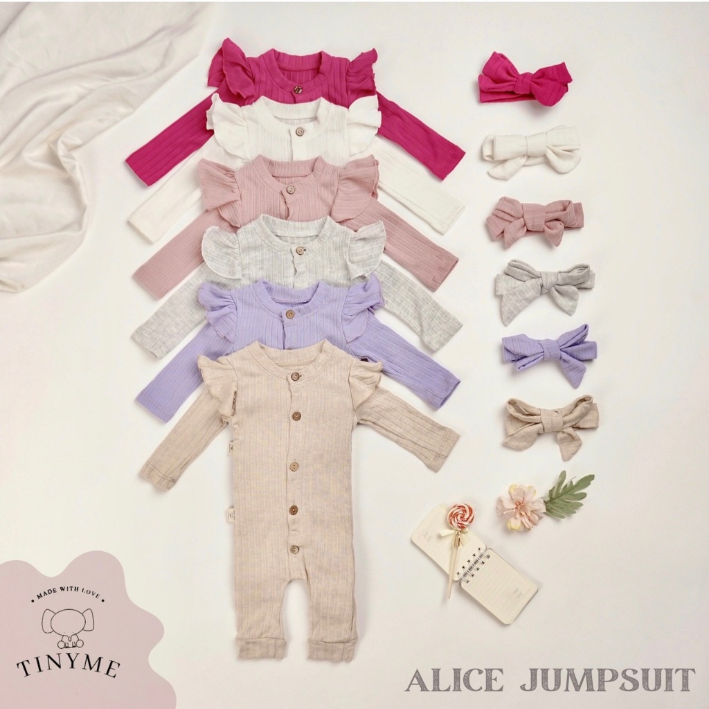 (Free Bandana) 0-12Bln Jumper Ruffle Basic Bayi Jumpsuit Romper Baju Pakaian Anak Kotton Baby
