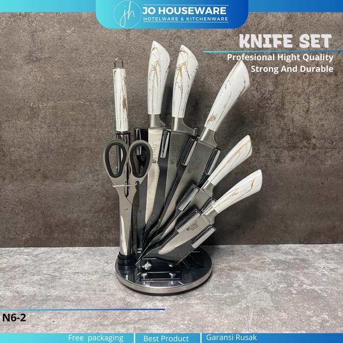 

Pisau set gagang marble putih tajam / Alomi knife hight quality N6-2