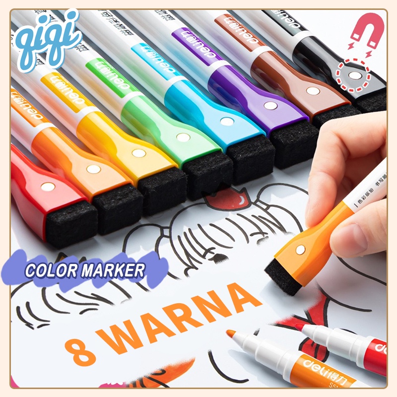 

Spidol Wipe and Clean/Color Whiteboard Marker/Spidol Warna Whiteboard dengan Penghapus - Qiqi Treasure