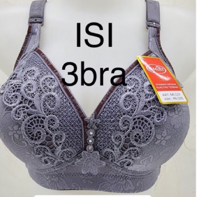 3 PCS | BH Bra Paket Busa sedang Tanpa Kawat Cup C Kait 3 Jumbo Cup Besar Art misslily 1188 mix Jupe
